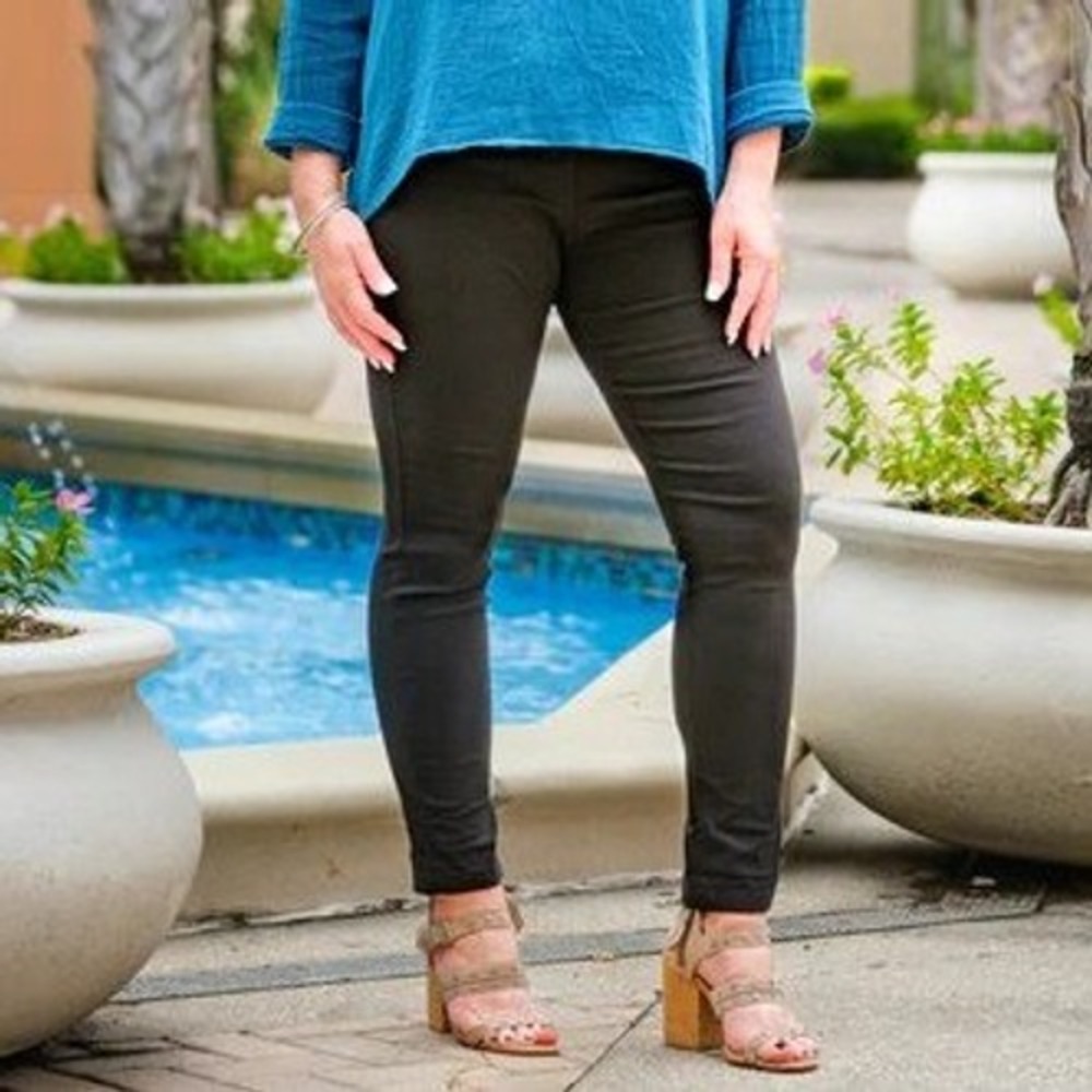 Tina Stephens Black Haley Stretch Cotton Tie Waist Black Pants Womens Small New